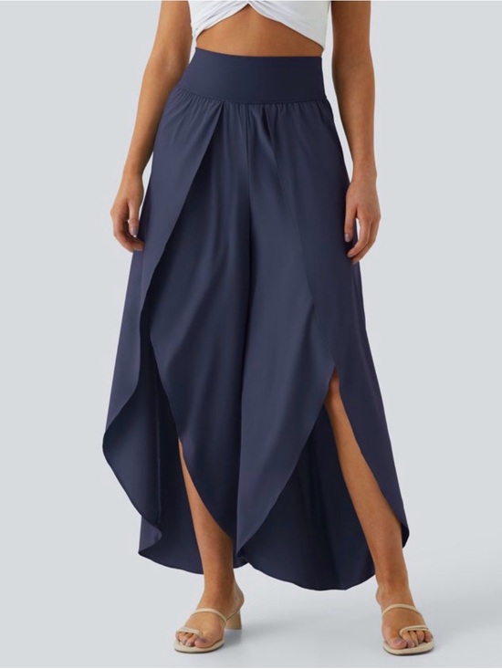 HALARA Dresses & Skirts - Halara Breezeful™ High Waisted Wide Leg Pants Navy Flowy Palazzo Size Medium